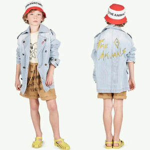 NWT The Animals Observatory lion striped jean jacket (Kids 4)